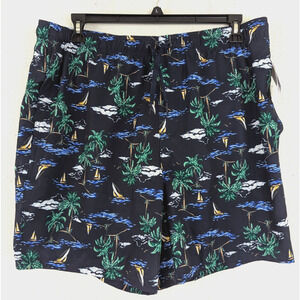 New Old Navy men sz XL Swimming Shorts or Trunks mesh lined palm trees blue 1715